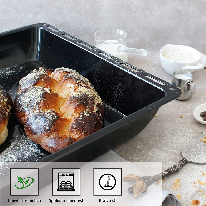 Backblech 45.5 x 37.5 x 6 cm, Extra Tiefe Emaillierte Fettpfanne für Backofen und Herd, Passend für Bosch, Siemens, Neff, Constructa, Flavel