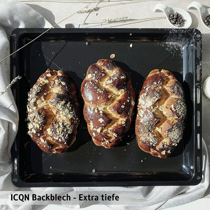 Backblech 45.5 x 37.5 x 6 cm, Extra Tiefe Emaillierte Fettpfanne für Backofen und Herd, Passend für Bosch, Siemens, Neff, Constructa, Flavel