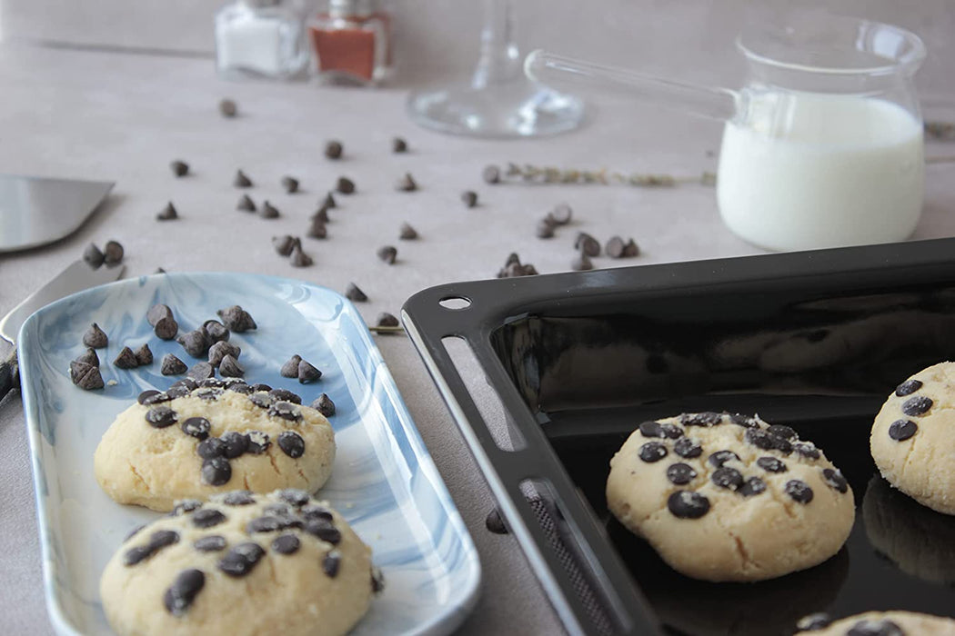 Backblech 45,5 x 37,5 x 3 cm, Emailliert Fettpfanne für Backofen & Herd, Passend für Bosch, Siemens, Neff, Constructa, Flavel, Kratzfest & Rostfrei