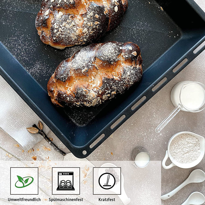 Backblech mit Antihaftbeschichtung 45.5 x 37.5 x 6 cm, Extra Tiefe Fettpfanne für Backofen und Herd, Passend für Bosch, Siemens, Neff, Constructa