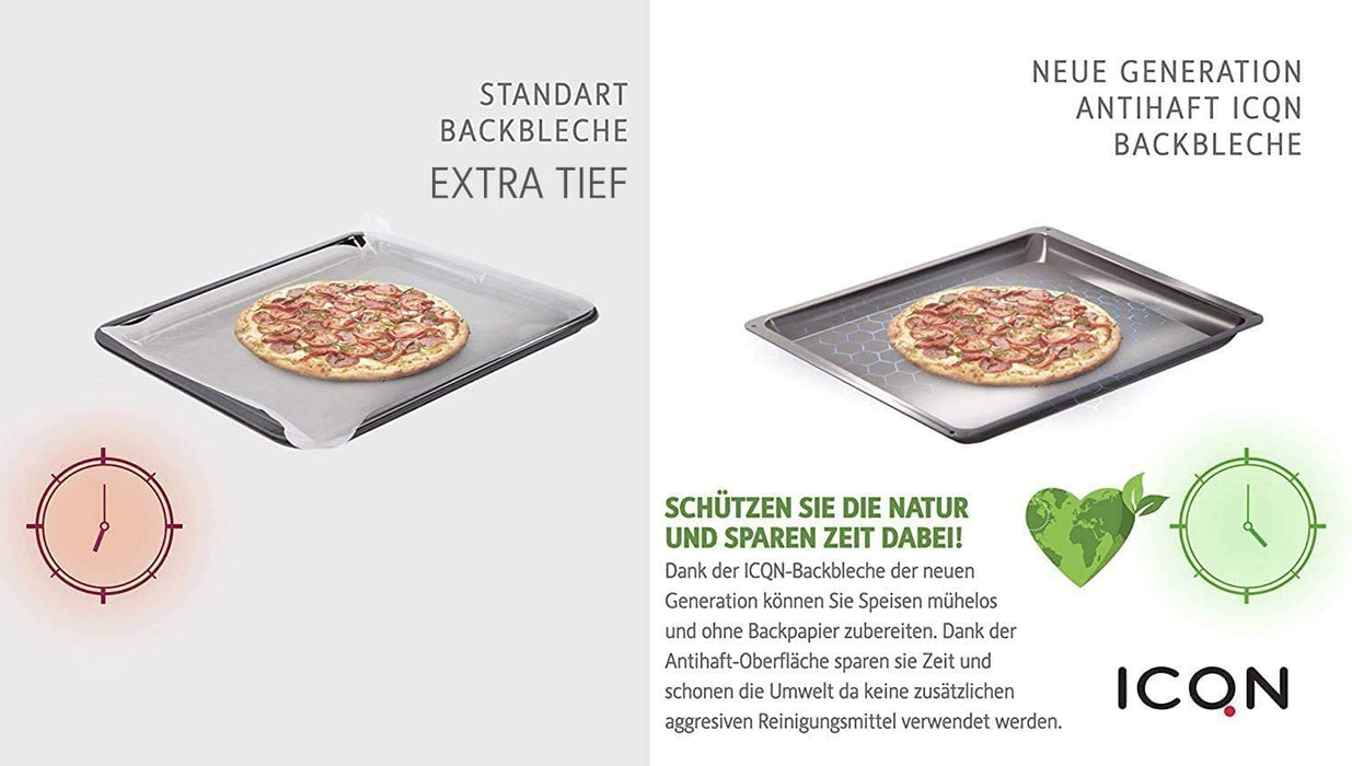 Backblech mit Antihaftbeschichtung 45.5 x 37.5 x 6 cm, Extra Tiefe Fettpfanne für Backofen und Herd, Passend für Bosch, Siemens, Neff, Constructa
