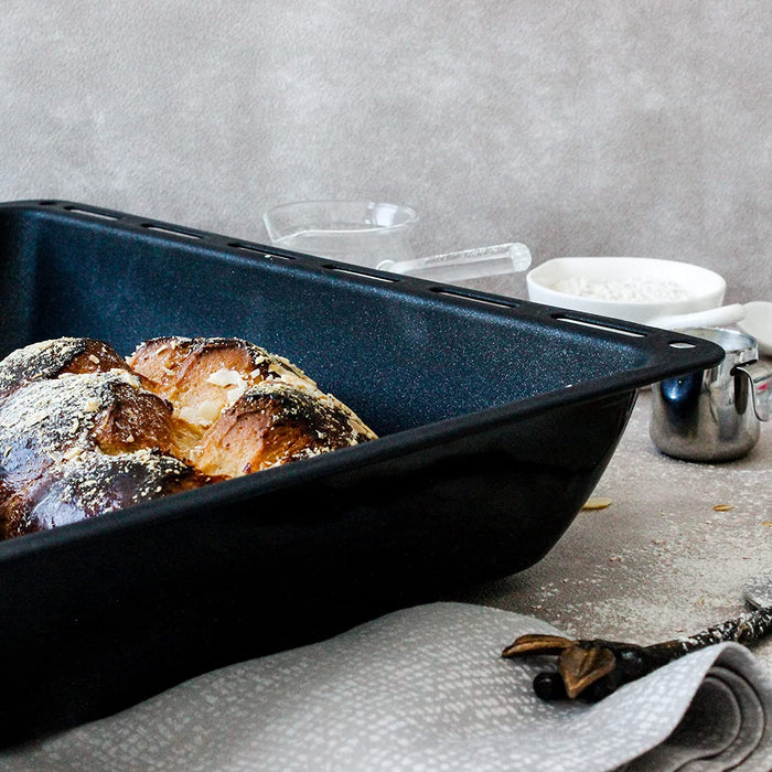 Backblech mit Antihaftbeschichtung 45.5 x 37.5 x 6 cm, Extra Tiefe Fettpfanne für Backofen und Herd, Passend für Bosch, Siemens, Neff, Constructa
