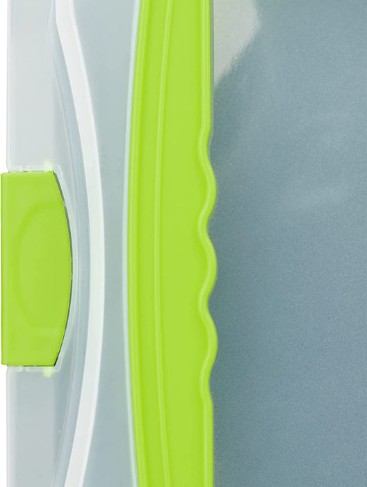 Backblech mit Deckel, 3in1 Kuchen Transportbox, 40 x 32,5 cm, hoher Rand, Kuchenblech rechteckig, grün/schwarz