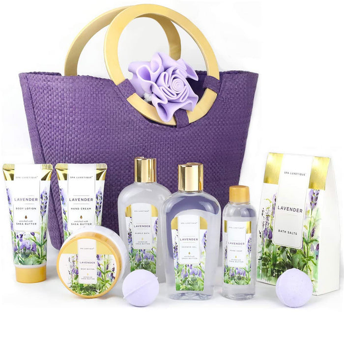  Bade Geschenkset für Frauen 10tlg. Lavender Duft Geburtstaggeschenk Damen Wellness set für Frauen Handcreme, Duschgel, Schaumbad, Bodylotion