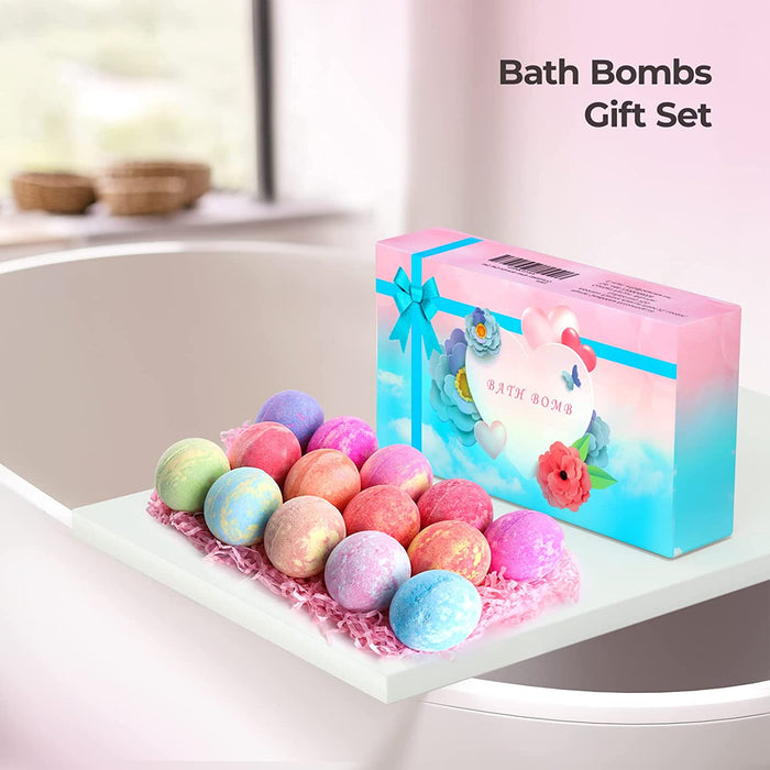 Badebomben Geschenkset 14pcs, Handgefertigte Badebomben Set mit Duftölen & Meersalz, Badekugeln Geschenk für Frauen und Kinder, Bath Bombs 