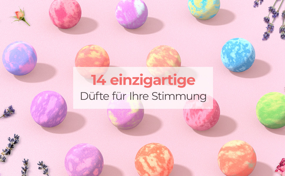 Badebomben Geschenkset 14pcs, Handgefertigte Badebomben Set mit Duftölen & Meersalz, Badekugeln Geschenk für Frauen und Kinder, Bath Bombs 