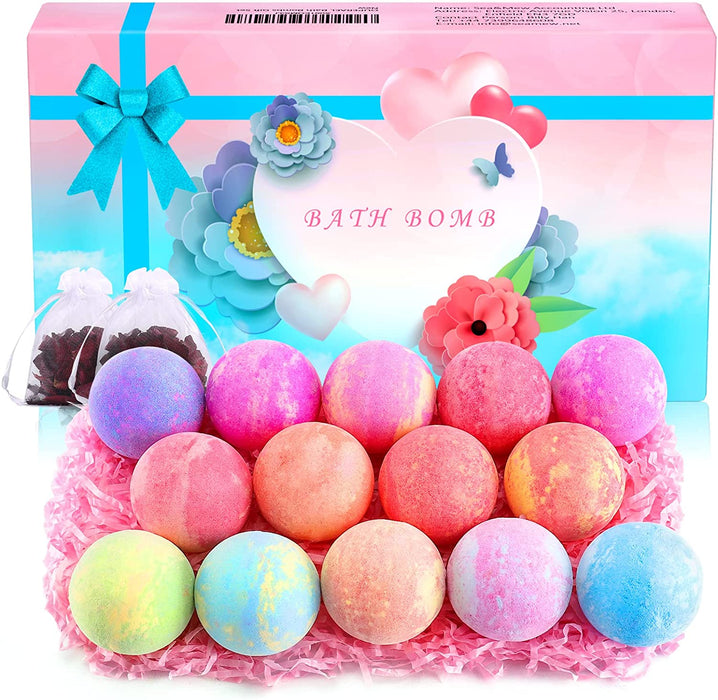 Badebomben Geschenkset 14pcs, Handgefertigte Badebomben Set mit Duftölen & Meersalz, Badekugeln Geschenk für Frauen und Kinder, Bath Bombs 