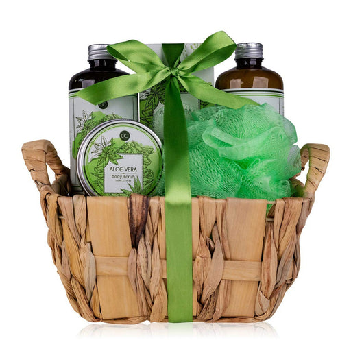 Badeset-Geschenk Aloe Vera von Accentra – Wunderschönes 6-teiliges Pflegeset, Geschenkset, SPA-Set für jeden Anlass!