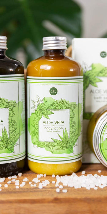 Badeset-Geschenk Aloe Vera von Accentra – Wunderschönes 6-teiliges Pflegeset, Geschenkset, SPA-Set für jeden Anlass!