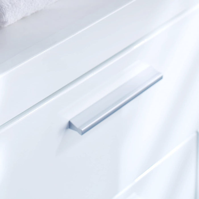 Badezimmer Waschbeckenunterschrank Unterschrank Amanda, 60 x 56 x 34 cm in Weiß / Weiß Hochglanz mit viel Stauraum