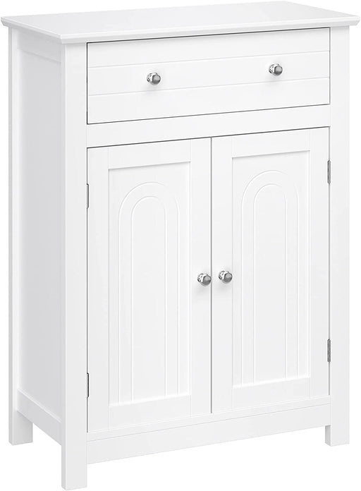 Badezimmerschrank, Badschrank mit Schublade und verstellbarem Zwischenfach, Aufbewahrungsschrank, Landhausstil, 60 x 30 x 80 cm, weiß