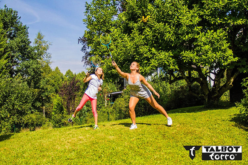 Badminton-Set Family, Komplettset mit 2 Juniorschläger 53 cm, 2 Standardschläger, 3 Federbälle, höhenverstellbare Netzgarnitur, in wertiger Tasche