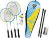 Badminton-Set Family, Komplettset mit 2 Juniorschläger 53 cm, 2 Standardschläger, 3 Federbälle, höhenverstellbare Netzgarnitur, in wertiger Tasche