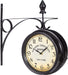Bahnhofsuhr doppelseitig, Batterie, Retro, New York, HBT 35 x 35 x 10 cm, zweiseitige Wanduhr Vintage, schwarz, Eisen