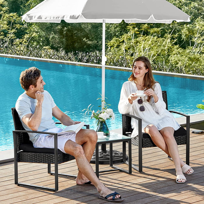 Balkonmöbel, Gartenmöbel-Set, aus PE-Polyrattan, Lounge-Set, Tisch und 2 Stühle, Terrassenmöbel, einfache Montage, Outdoor, für Terrasse, Balkon
