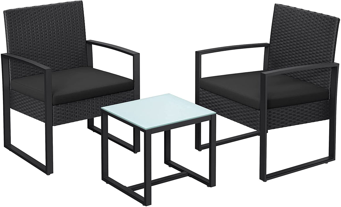 Balkonmöbel, Gartenmöbel-Set, aus PE-Polyrattan, Lounge-Set, Tisch und 2 Stühle, Terrassenmöbel, einfache Montage, Outdoor, für Terrasse, Balkon