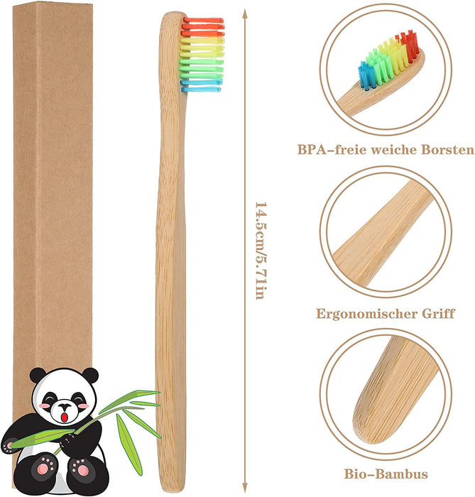Bambus Zahnbürsten 10 Stück Natrliches Holzzahnbrste für Kinder Weichen Borsten Umweltfreundliches Zahnbrste, Plastikfrei, BPA Frei, Bioabbaubare