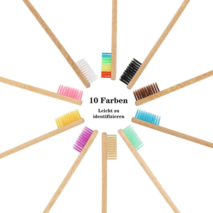 Bambus Zahnbürsten 10 Stück Natrliches Holzzahnbrste für Kinder Weichen Borsten Umweltfreundliches Zahnbrste, Plastikfrei, BPA Frei, Bioabbaubare