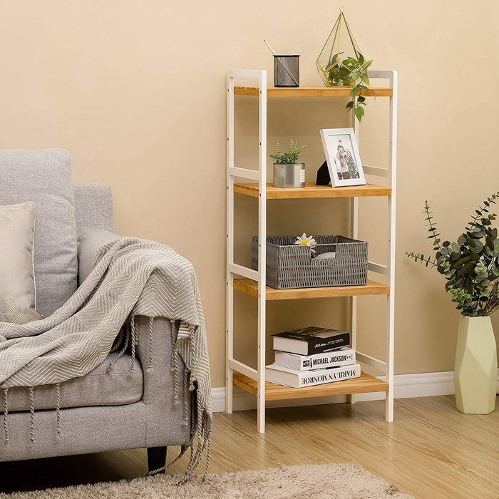 Bambusregal, Küchenregal, Badregal, Bücherregal, Standregal mit 4 Ablagen, 45 x 31,5 x 111 cm, für Bad, Küche, Wohnzimmer, Schlafzimmer, Balkon