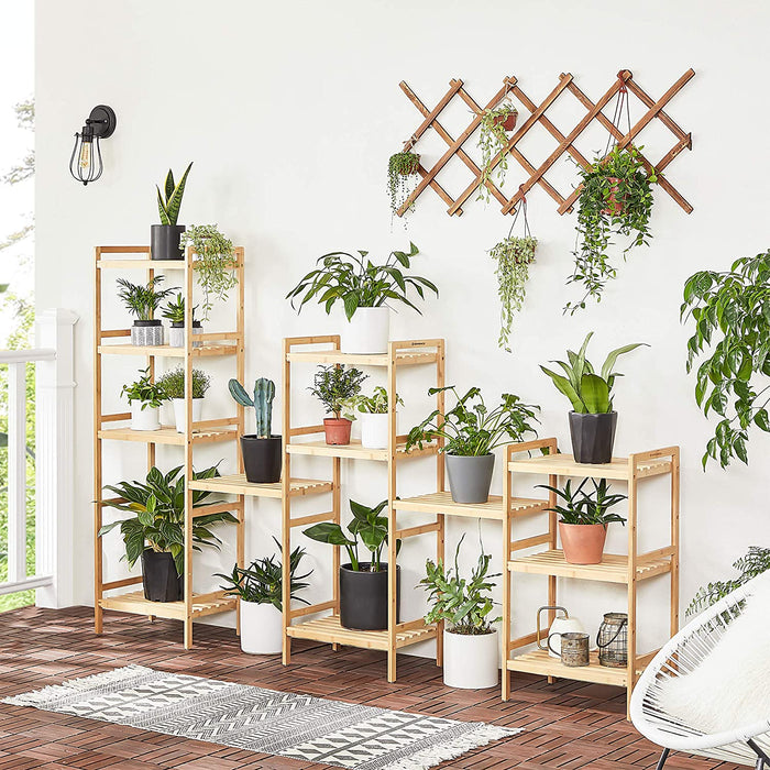 Bambusregal, Küchenregal, Badregal, Bücherregal, Standregal mit 4 Ablagen, 45 x 31,5 x 111 cm, für Bad, Küche, Wohnzimmer, Schlafzimmer, Balkon