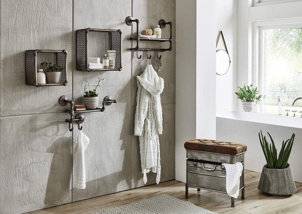 Bank, Stahl, anthrazit-braun, 51 x 34 x 48