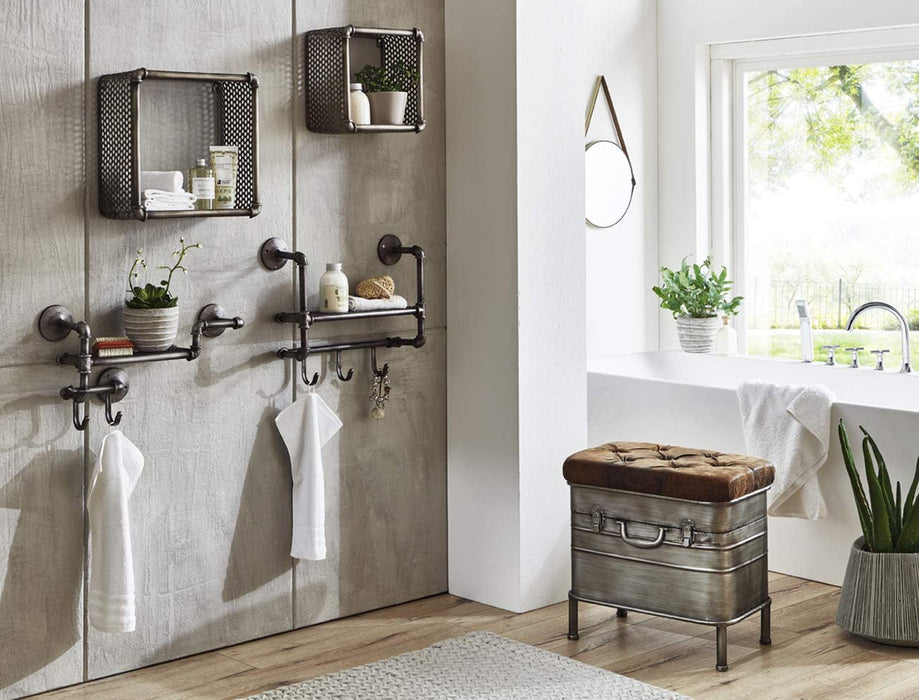 Bank, Stahl, anthrazit-braun, 51 x 34 x 48