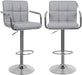 Barhocker 2er Set, höhenverstellbare, Barstuhl mit PU-Bezug, 360° Drehstuhl, Küchenstühle mit Armlehnen, Rückenlehne und Fußstütze, verchromter Stahl