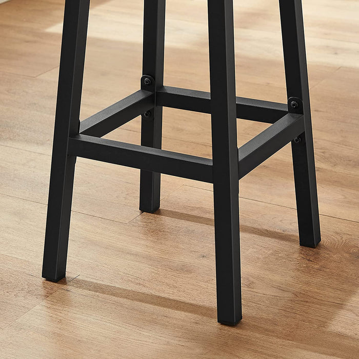Barhocker, 2er Set Barstühle, Küchenstühle mit stabilem Stahlgestell, Höhe 65 cm, rund, einfache Montage, Industriestil, Greige-schwarz