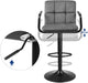 Barhocker, 2er Set Barstühle, mit Samtbezug, höhenverstellbar, Küchenstühle, Drehstühle mit Armlehnen, Rückenlehne und Fußstütze, Metall, dunkelgrau