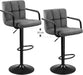Barhocker, 2er Set Barstühle, mit Samtbezug, höhenverstellbar, Küchenstühle, Drehstühle mit Armlehnen, Rückenlehne und Fußstütze, Metall, dunkelgrau