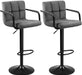 Barhocker, 2er Set Barstühle, mit Samtbezug, höhenverstellbar, Küchenstühle, Drehstühle mit Armlehnen, Rückenlehne und Fußstütze, Metall, dunkelgrau