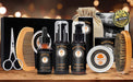 Bartpflege Set mit 60ML Bart Conditioner,60ML Bartshampoo,Bartöl,Bart Balsam Bartbürste, Bartschablonen, Bartkamm, Bartschere, Tasche, Bartpflegeset