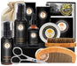 Bartpflege Set mit 60ML Bart Conditioner,60ML Bartshampoo,Bartöl,Bart Balsam Bartbürste, Bartschablonen, Bartkamm, Bartschere, Tasche, Bartpflegeset