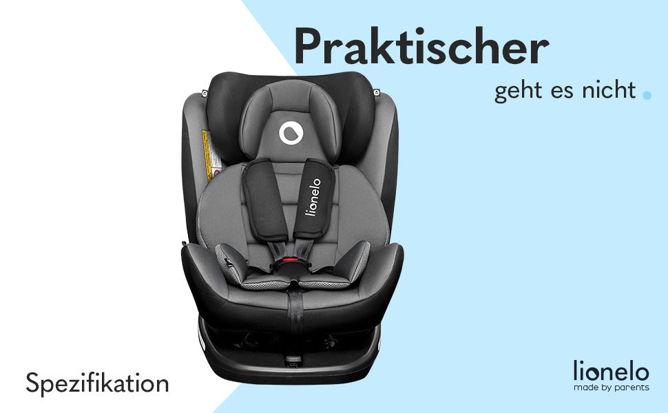 Bastiaan Kindersitz Auto, Kindersitz, Isofix und Top Tether, Kindersitz Drehbar um 360 Grad Autositz, Gruppe 0 1 2 3, ab Geburt bis 36 kg, TÜV SÜD, ECE R 44 04