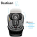 Bastiaan Kindersitz Auto, Kindersitz, Isofix und Top Tether, Kindersitz Drehbar um 360 Grad Autositz, Gruppe 0 1 2 3, ab Geburt bis 36 kg, TÜV SÜD, ECE R 44 04