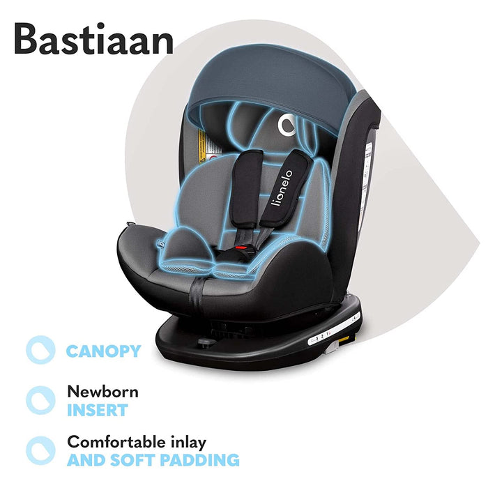 Bastiaan Kindersitz Auto, Kindersitz, Isofix und Top Tether, Kindersitz Drehbar um 360 Grad Autositz, Gruppe 0 1 2 3, ab Geburt bis 36 kg, TÜV SÜD, ECE R 44 04