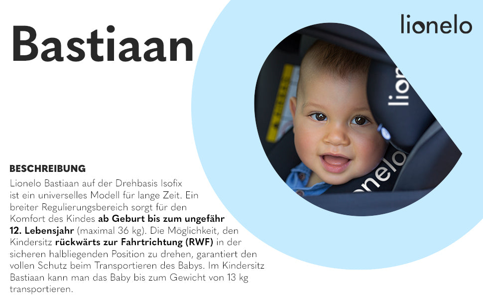Bastiaan Kindersitz Auto, Kindersitz, Isofix und Top Tether, Kindersitz Drehbar um 360 Grad Autositz, Gruppe 0 1 2 3, ab Geburt bis 36 kg, TÜV SÜD, ECE R 44 04