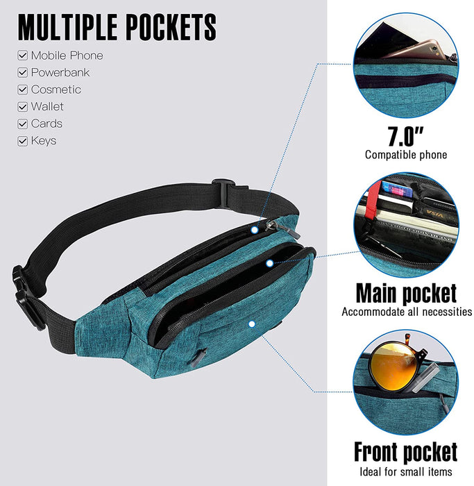 Bauchtasche Gürteltasche Hüfttasche Sport Wasserdicht Stylisch Nylon Klein Unisex Grün Hip Bum Waist Fanny Pack für Outdoor Reise Wandern 