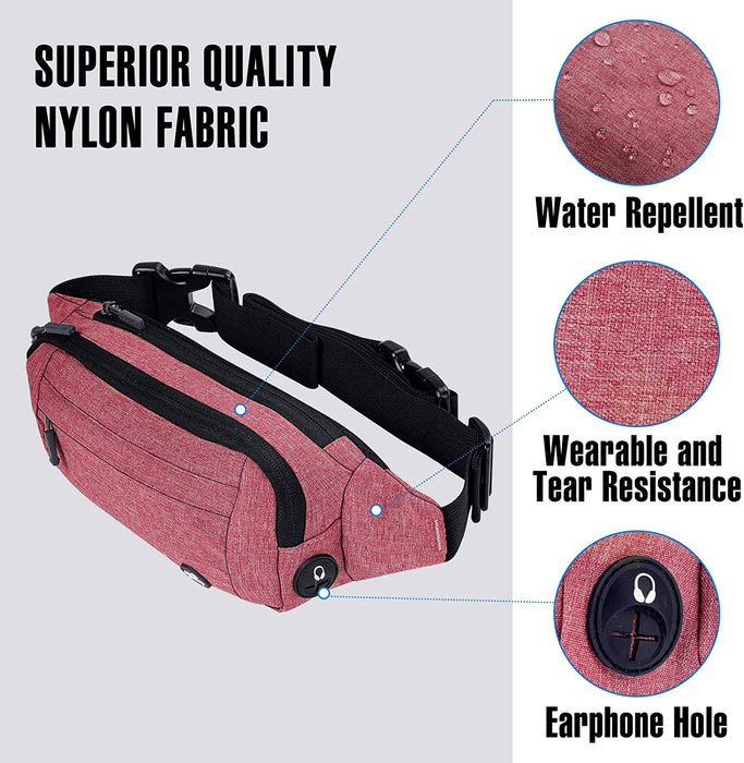 Bauchtasche Gürteltasche Hüfttasche Sport Wasserdicht Stylisch Nylon Klein Unisex Grün Hip Bum Waist Fanny Pack für Outdoor Reise Wandern 