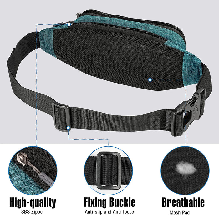Bauchtasche Gürteltasche Hüfttasche Sport Wasserdicht Stylisch Nylon Klein Unisex Grün Hip Bum Waist Fanny Pack für Outdoor Reise Wandern 