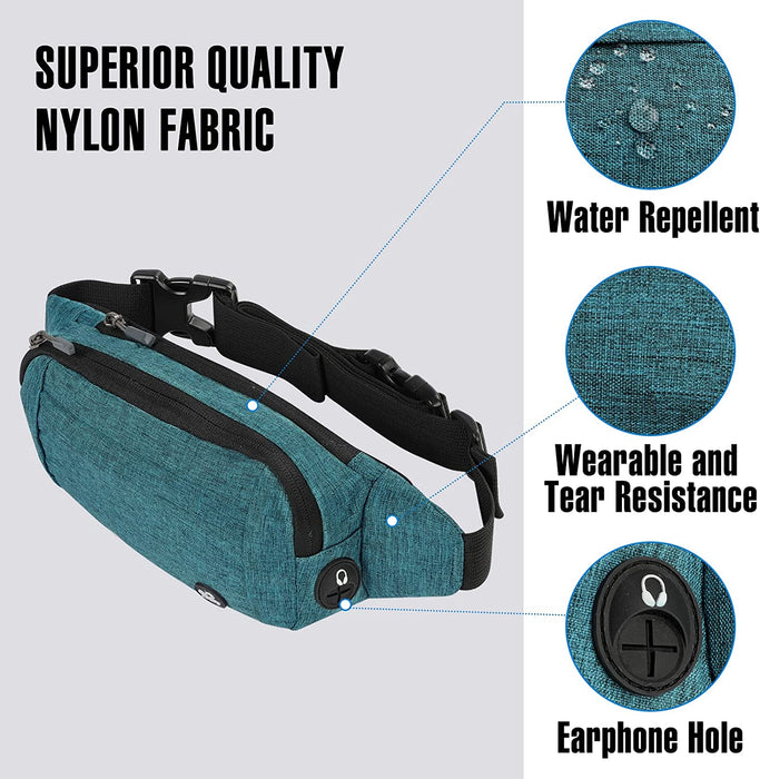 Bauchtasche Gürteltasche Hüfttasche Sport Wasserdicht Stylisch Nylon Klein Unisex Grün Hip Bum Waist Fanny Pack für Outdoor Reise Wandern 