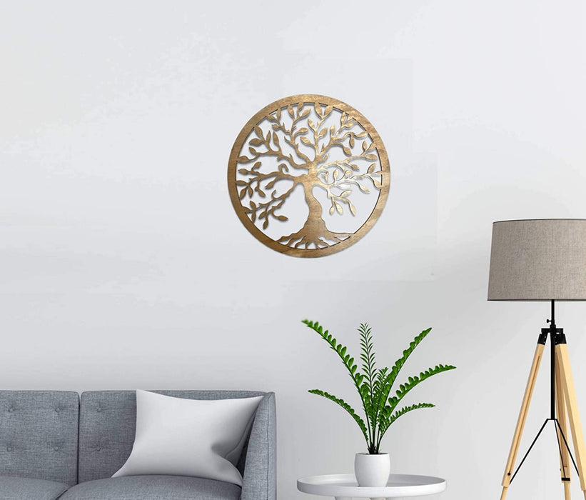 Baum des Lebens Wanddeko Gold Baum Wanddekoration DekoTree of Life Wooden Wall Decoration Family Wall Art Geometrische Ornamente Minimalistische