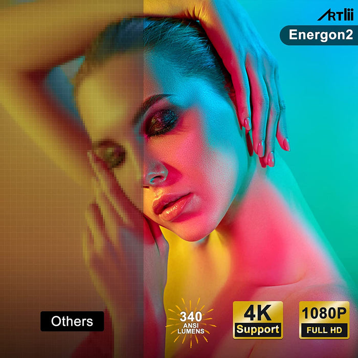 Beamer Full HD WLAN Bluetooth - Artlii Energon2 5.0G WiFi Beamer 4K Unterstützt 1080P Native Beamer mit 250" und Zoom 340ANSI Projektor Kompatibel 