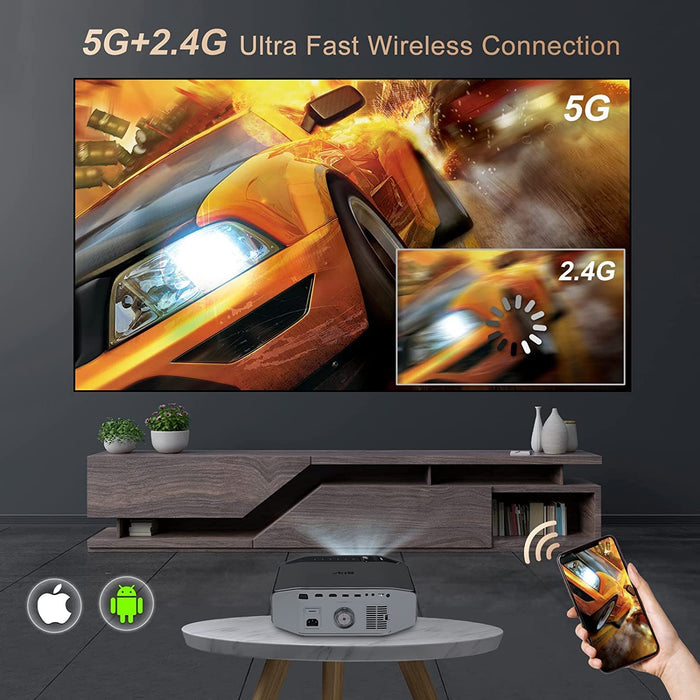 Beamer Full HD WLAN Bluetooth - Artlii Energon2 5.0G WiFi Beamer 4K Unterstützt 1080P Native Beamer mit 250" und Zoom 340ANSI Projektor Kompatibel 