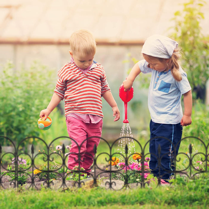 Beetzaun aus wetterfestem Kunststoff, 30cm hoch, schöner Dekozaun, mit Erdspießen, 6-teiliges Set, 4m, schwarz