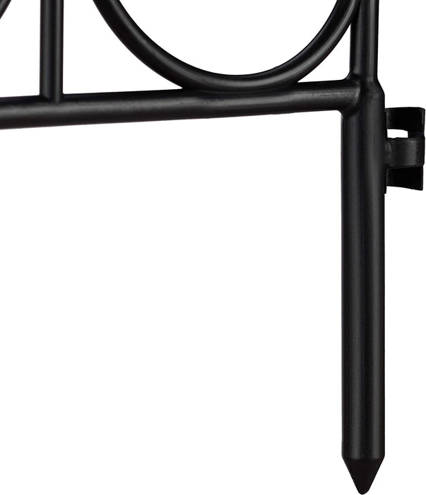 Beetzaun aus wetterfestem Kunststoff, 30cm hoch, schöner Dekozaun, mit Erdspießen, 6-teiliges Set, 4m, schwarz