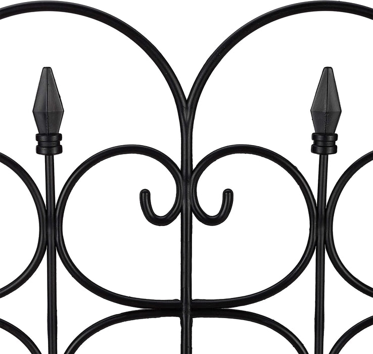 Beetzaun aus wetterfestem Kunststoff, 30cm hoch, schöner Dekozaun, mit Erdspießen, 6-teiliges Set, 4m, schwarz