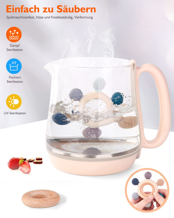 Beißring für Babys, Baby Zahnen Spielzeug Beißring aus Silikon, Ruder Greifling Beißspielzeug, BPA-frei Zahnen Nursing Zubehör für 3+ Monate Babys