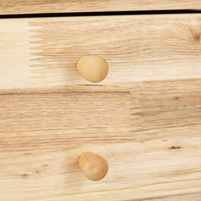 Beistelltisch Walnuss mit Schublade, 2 Ablagen Telefontisch, hoher Holztisch HxBxT 80 x 35 x30 cm, natur