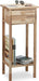 Beistelltisch Walnuss mit Schublade, 2 Ablagen Telefontisch, hoher Holztisch HxBxT 80 x 35 x30 cm, natur